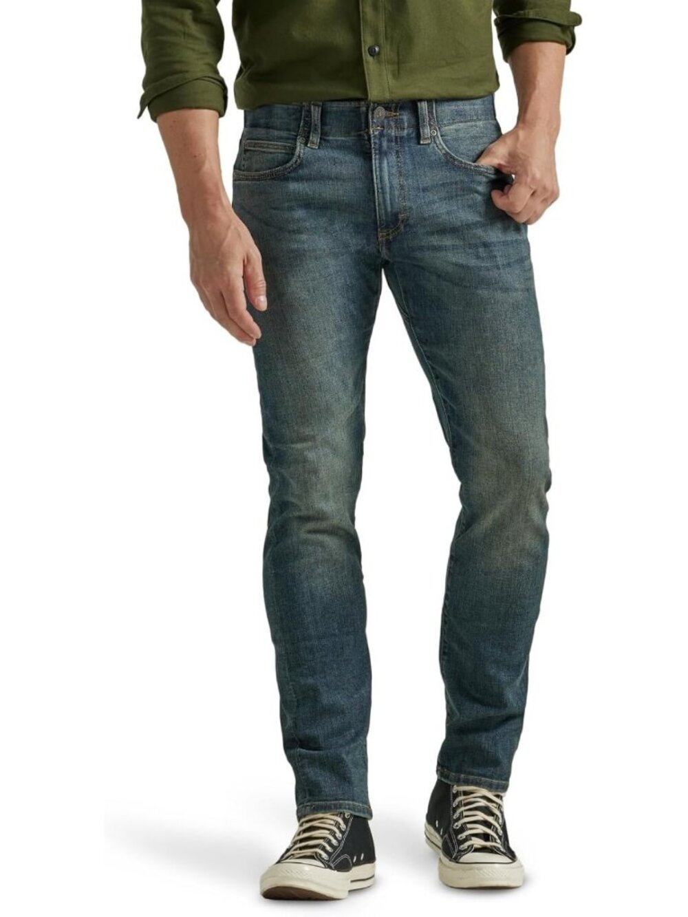 Men's Slim Straight Leg Jeans, Extreme Motion Stretch, Comfortable Fit, Casual